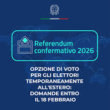 Referendum costituzionale indetto per il 22-23 marzo 2026: opzione di voto per gli elettori italiani temporaneamente all'estero